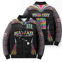 Custom Hawaii Rainbow Warriors Bomber Puffer Jacket Polynesian Motif Special Edition Rainbow Gradient LT03 - Polynesian Pride