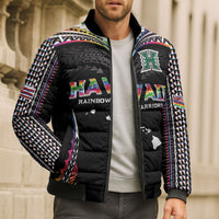 Custom Hawaii Rainbow Warriors Bomber Puffer Jacket Polynesian Motif Special Edition Rainbow Gradient LT03 - Polynesian Pride