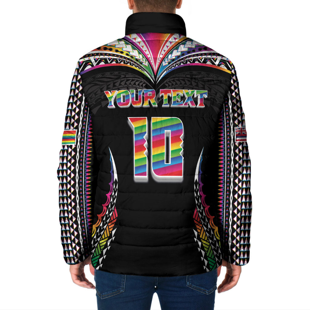 Custom Hawaii Rainbow Warriors Padded Jacket Polynesian Motif Special Edition Rainbow Gradient LT03 - Polynesian Pride