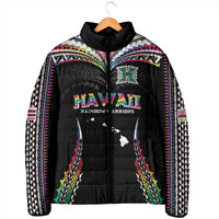 Custom Hawaii Rainbow Warriors Padded Jacket Polynesian Motif Special Edition Rainbow Gradient LT03 - Polynesian Pride