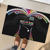 Hawaii Rainbow Warriors Rubber Doormat Polynesian Motif Special Edition Rainbow Gradient LT03 - Polynesian Pride