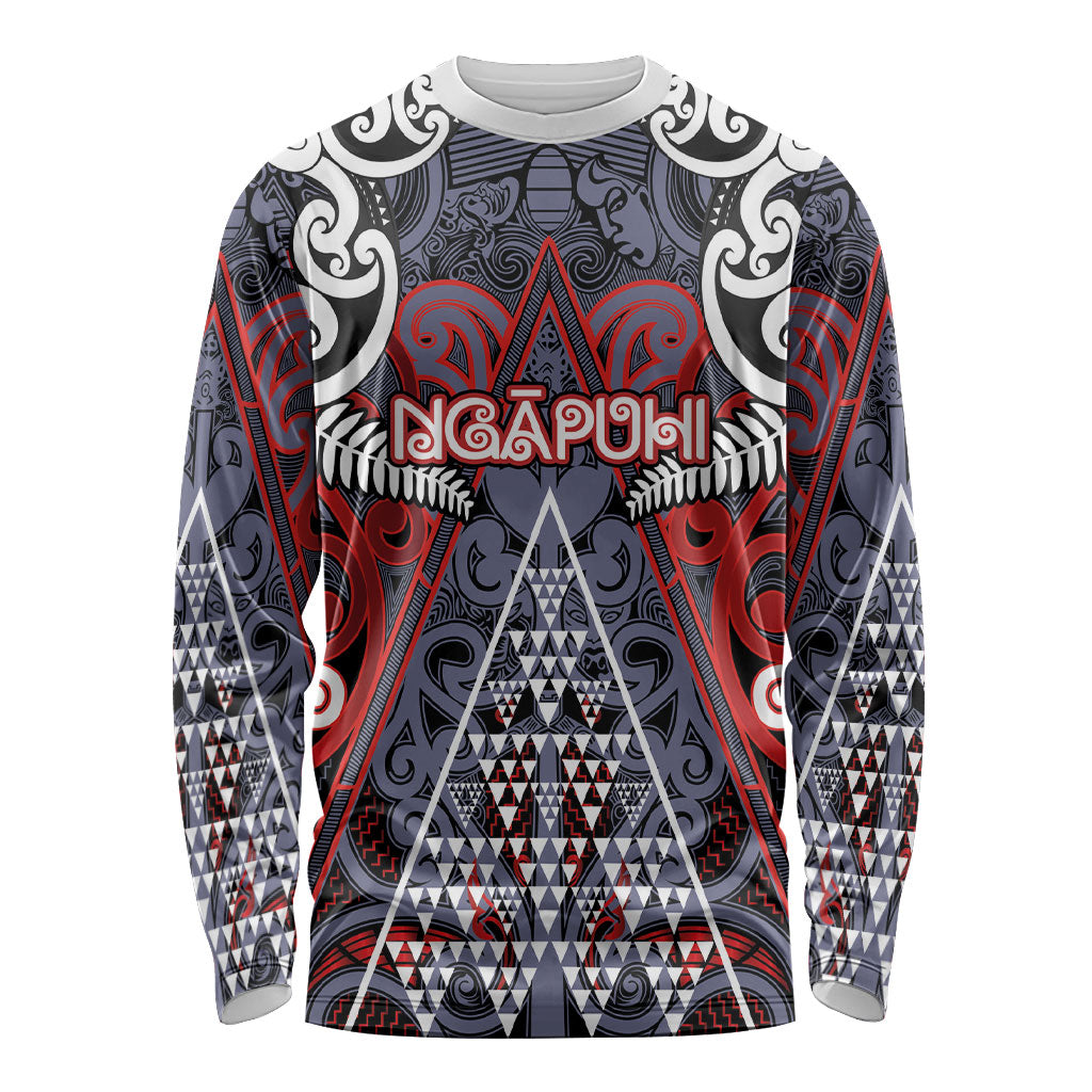 Personalised Aotearoa Iwi Ngapuhi Long Sleeve Shirt Maori Motif Tribal LT03 Unisex Multicolor - Polynesian Pride