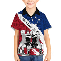 samoa-rugby-family-matching-short-sleeve-bodycon-dress-and-hawaiian-shirt-siva-tau-dance-polynesian-tattoo-brush-style