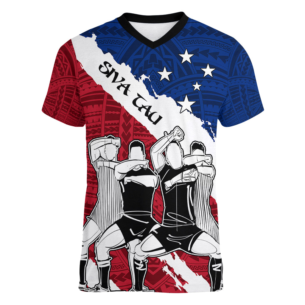 samoa-rugby-women-v-neck-t-shirt-siva-tau-dance-polynesian-tattoo-brush-style