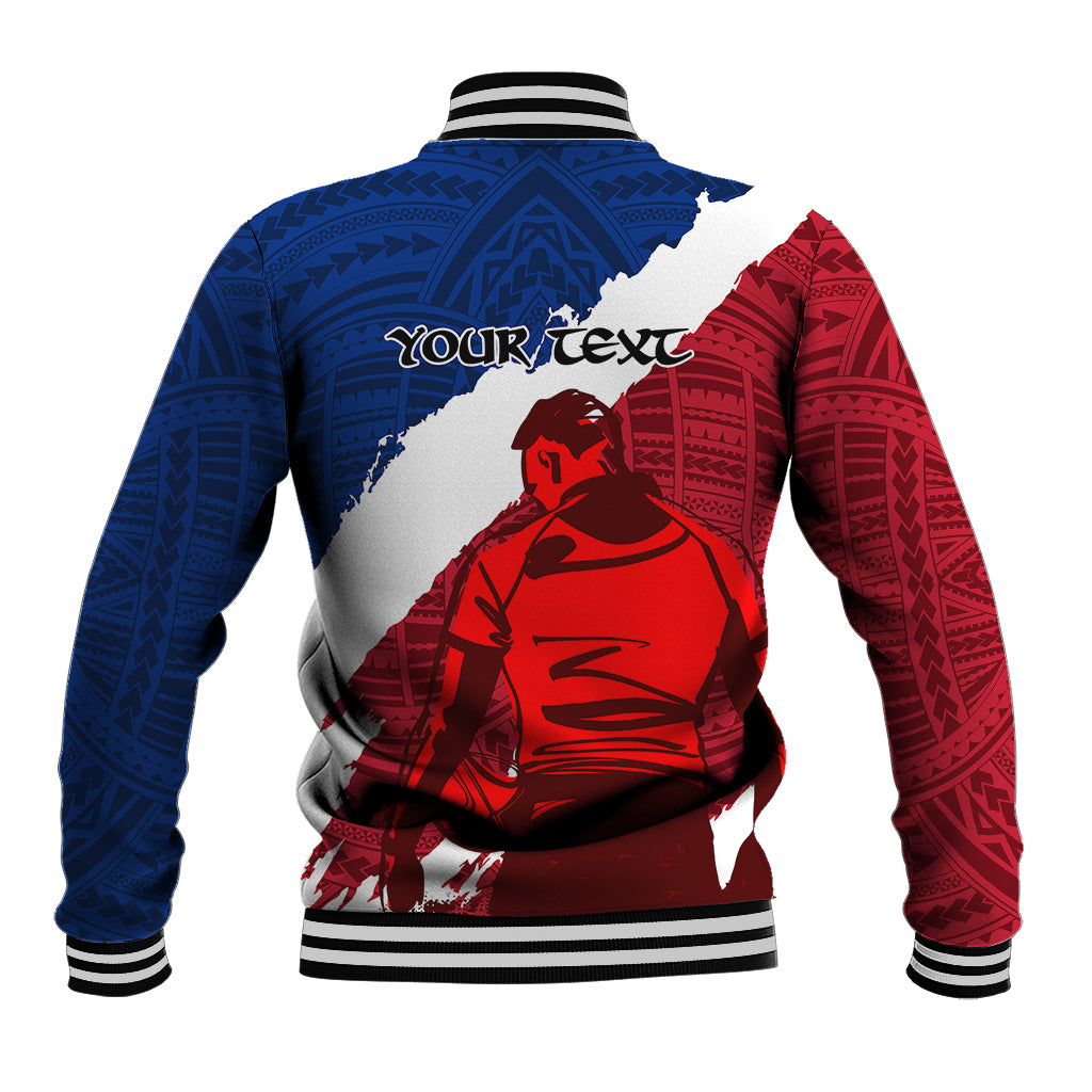 Custom Samoa Rugby Baseball Jacket Siva Tau Dance Polynesian Tattoo Brush Style LT03 - Polynesian Pride