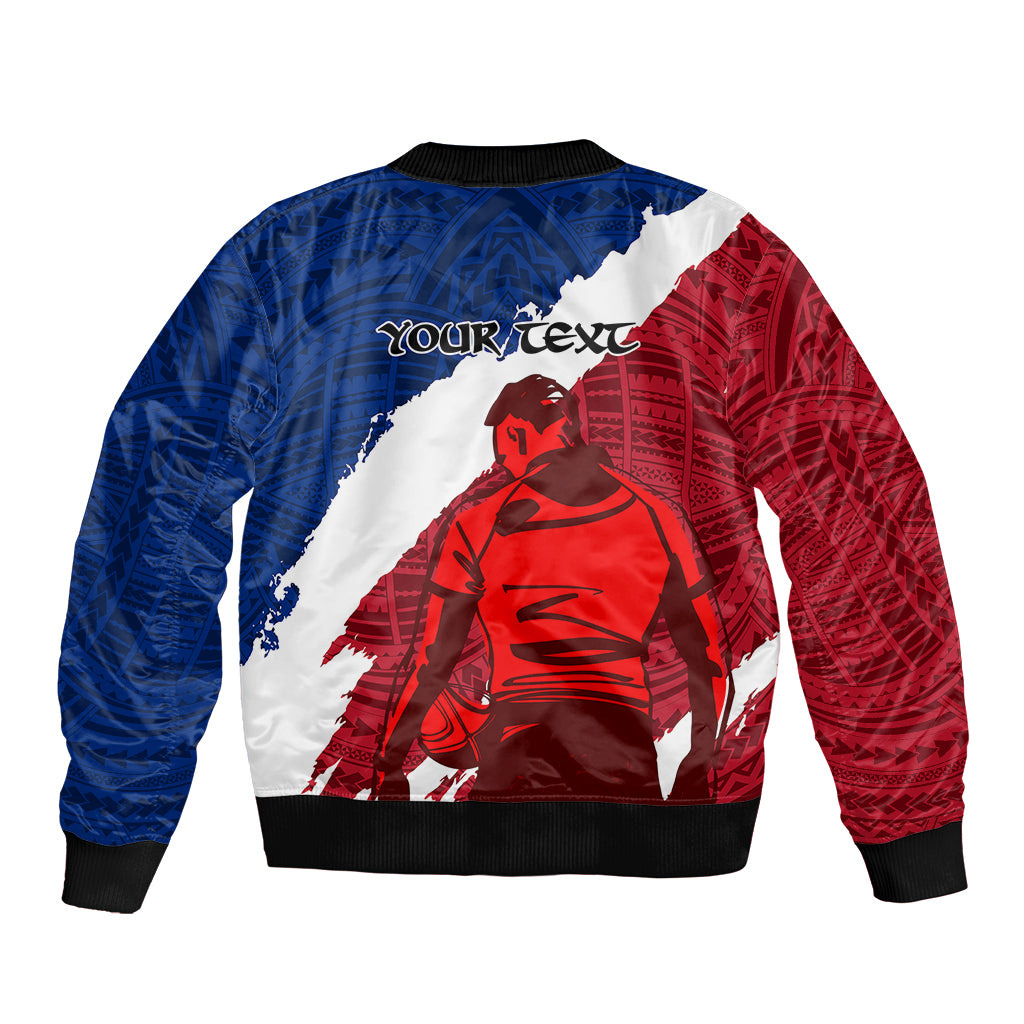 Custom Samoa Rugby Bomber Jacket Siva Tau Dance Polynesian Tattoo Brush Style LT03 - Polynesian Pride