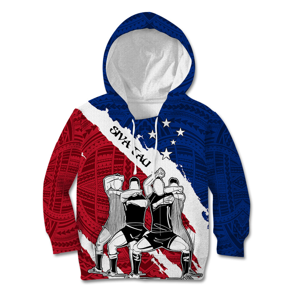 Custom Samoa Rugby Kid Hoodie Siva Tau Dance Polynesian Tattoo Brush Style LT03 Red - Polynesian Pride