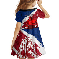 Custom Samoa Rugby Kid Short Sleeve Dress Siva Tau Dance Polynesian Tattoo Brush Style LT03 - Polynesian Pride