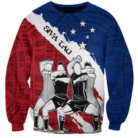 Custom Samoa Rugby Sweatshirt Siva Tau Dance Polynesian Tattoo Brush Style LT03 Unisex Red - Polynesian Pride