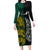 South Africa and New Zealand Family Matching Long Sleeve Bodycon Dress and Hawaiian Shirt King Protea and Silver Fern Mix Culture Pattern LT03 Mom's Dress Black - Polynesian Pride