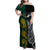 South Africa and New Zealand Family Matching Off Shoulder Maxi Dress and Hawaiian Shirt King Protea and Silver Fern Mix Culture Pattern LT03 Mom's Dress Black - Polynesian Pride