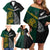 South Africa and New Zealand Family Matching Off Shoulder Short Dress and Hawaiian Shirt King Protea and Silver Fern Mix Culture Pattern LT03 - Polynesian Pride