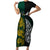 South Africa and New Zealand Family Matching Short Sleeve Bodycon Dress and Hawaiian Shirt King Protea and Silver Fern Mix Culture Pattern LT03 Mom's Dress Black - Polynesian Pride