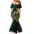 South Africa and New Zealand Mermaid Dress King Protea and Silver Fern Mix Culture Pattern LT03 - Polynesian Pride