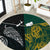 South Africa and New Zealand Round Carpet King Protea and Silver Fern Mix Culture Pattern LT03 Black - Polynesian Pride