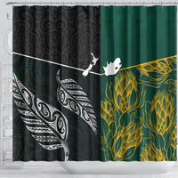 South Africa and New Zealand Shower Curtain King Protea and Silver Fern Mix Culture Pattern LT03 - Polynesian Pride