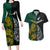 Personalised South Africa and New Zealand Couples Matching Long Sleeve Bodycon Dress and Hawaiian Shirt King Protea and Silver Fern Mix Culture Pattern LT03 Black - Polynesian Pride