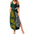 Personalised South Africa and New Zealand Family Matching Summer Maxi Dress and Hawaiian Shirt King Protea and Silver Fern Mix Culture Pattern LT03 Mom's Dress Black - Polynesian Pride