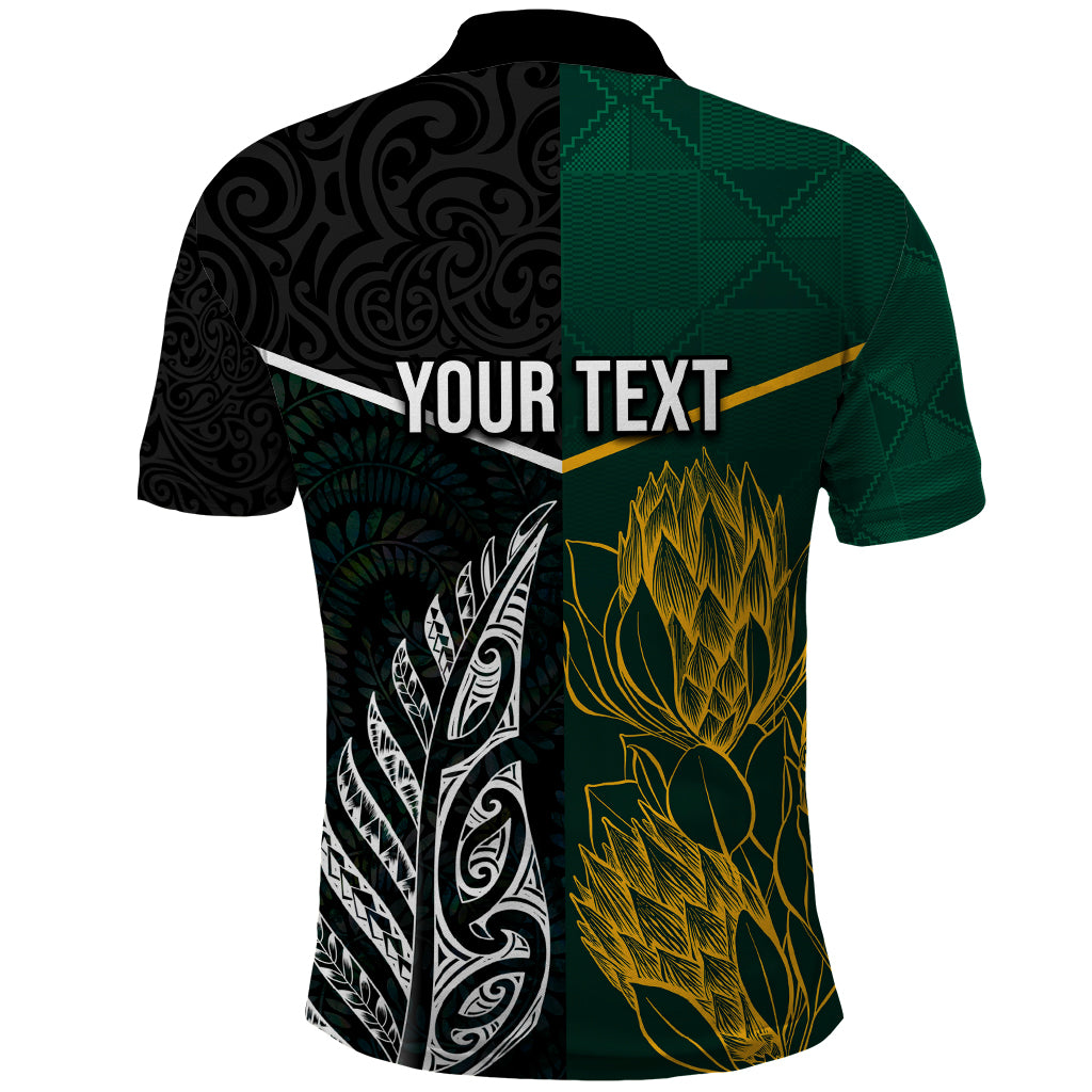 Personalised South Africa and New Zealand Polo Shirt King Protea and Silver Fern Mix Culture Pattern LT03 - Polynesian Pride