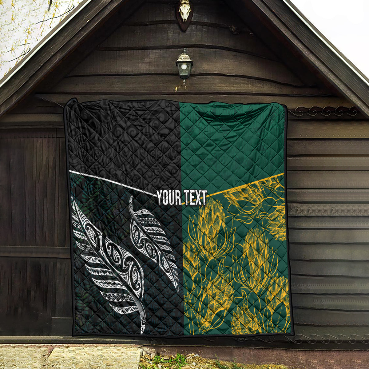 Personalised South Africa and New Zealand Quilt King Protea and Silver Fern Mix Culture Pattern LT03 - Polynesian Pride