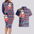 Hawaii Mele Kalikimaka Couples Matching Long Sleeve Bodycon Dress and Hawaiian Shirt Aloha and Christmas Elements Patchwork Blue Style LT03 - Polynesian Pride