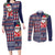 Hawaii Mele Kalikimaka Couples Matching Long Sleeve Bodycon Dress and Long Sleeve Button Shirt Aloha and Christmas Elements Patchwork Blue Style LT03 Blue - Polynesian Pride