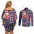 Hawaii Mele Kalikimaka Couples Matching Off Shoulder Short Dress and Long Sleeve Button Shirt Aloha and Christmas Elements Patchwork Blue Style LT03 - Polynesian Pride