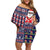 Hawaii Mele Kalikimaka Family Matching Off Shoulder Short Dress and Hawaiian Shirt Aloha and Christmas Elements Patchwork Blue Style LT03 Mom's Dress Blue - Polynesian Pride