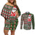 Hawaii Mele Kalikimaka Couples Matching Off Shoulder Short Dress and Long Sleeve Button Shirt Aloha and Christmas Elements Patchwork Green Style LT03 Green - Polynesian Pride