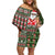 Hawaii Mele Kalikimaka Family Matching Off Shoulder Short Dress and Hawaiian Shirt Aloha and Christmas Elements Patchwork Green Style LT03 Mom's Dress Green - Polynesian Pride