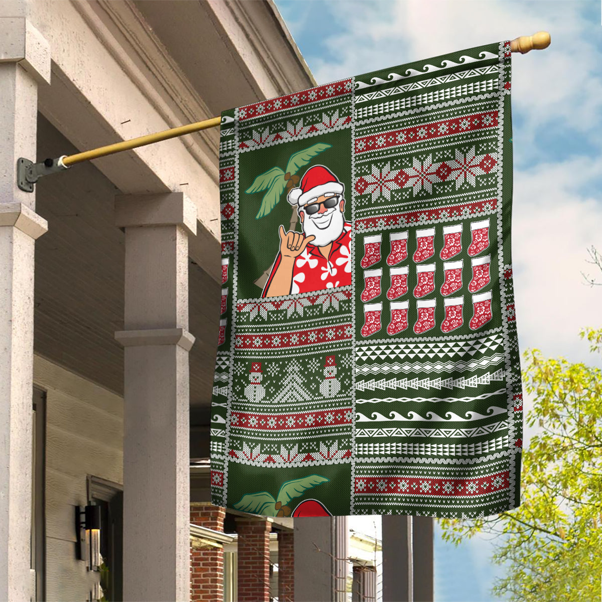 Hawaii Mele Kalikimaka Garden Flag Aloha and Christmas Elements Patchwork Green Style LT03 House Flag Green - Polynesian Pride