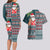 Hawaii Mele Kalikimaka Couples Matching Long Sleeve Bodycon Dress and Hawaiian Shirt Aloha and Christmas Elements Patchwork Turquoise Style LT03 - Polynesian Pride