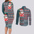 Hawaii Mele Kalikimaka Couples Matching Long Sleeve Bodycon Dress and Long Sleeve Button Shirt Aloha and Christmas Elements Patchwork Turquoise Style LT03 - Polynesian Pride