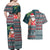 Hawaii Mele Kalikimaka Couples Matching Off Shoulder Maxi Dress and Hawaiian Shirt Aloha and Christmas Elements Patchwork Turquoise Style LT03 - Polynesian Pride