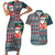 Hawaii Mele Kalikimaka Couples Matching Short Sleeve Bodycon Dress and Hawaiian Shirt Aloha and Christmas Elements Patchwork Turquoise Style LT03 Turquoise - Polynesian Pride