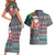 Hawaii Mele Kalikimaka Couples Matching Short Sleeve Bodycon Dress and Hawaiian Shirt Aloha and Christmas Elements Patchwork Turquoise Style LT03 - Polynesian Pride