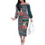 Hawaii Mele Kalikimaka Family Matching Off Shoulder Long Sleeve Dress and Hawaiian Shirt Aloha and Christmas Elements Patchwork Turquoise Style LT03 Mom's Dress Turquoise - Polynesian Pride