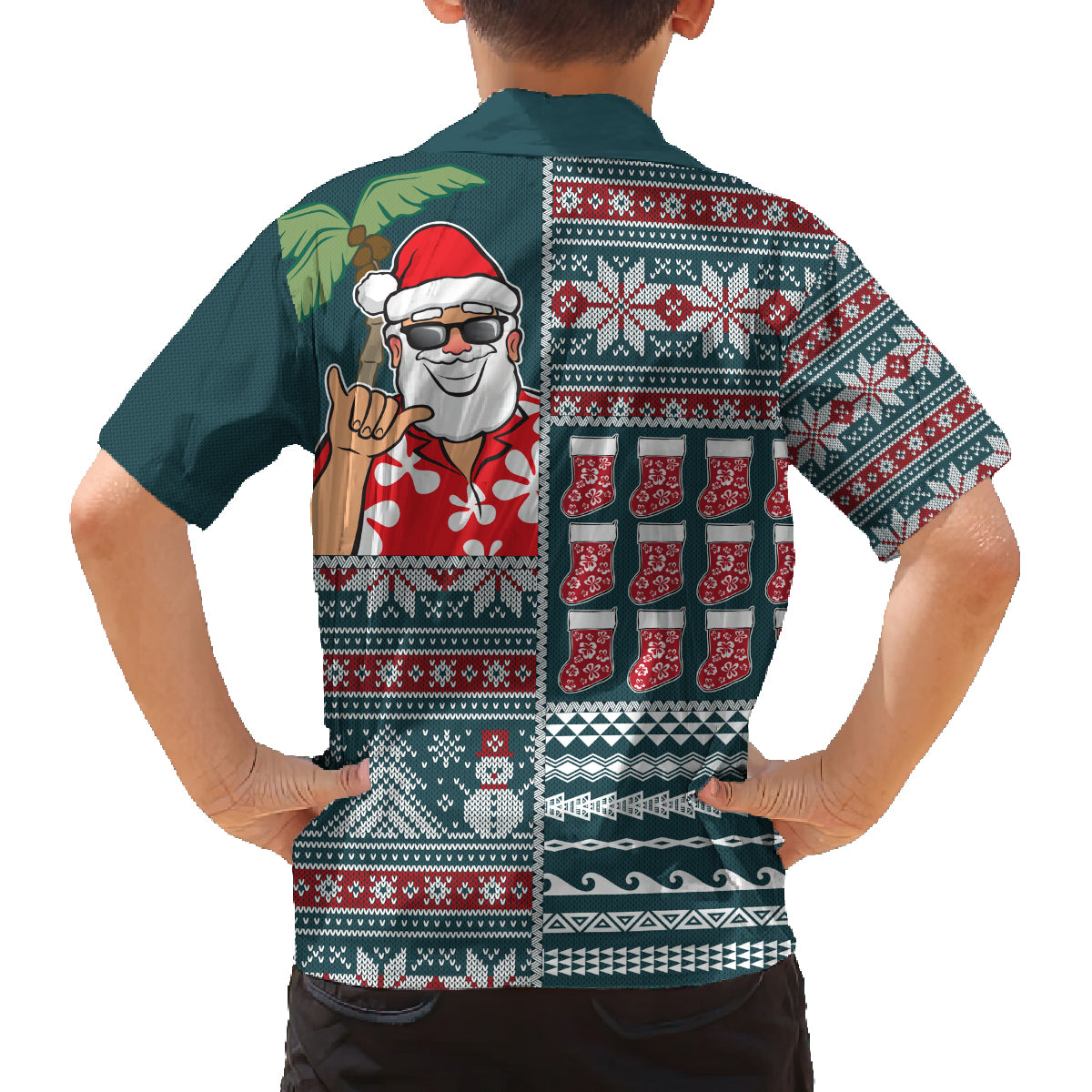 Hawaii Mele Kalikimaka Family Matching Tank Maxi Dress and Hawaiian Shirt Aloha and Christmas Elements Patchwork Turquoise Style LT03 - Polynesian Pride