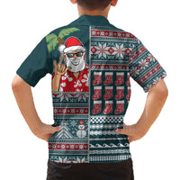 Hawaii Mele Kalikimaka Family Matching Tank Maxi Dress and Hawaiian Shirt Aloha and Christmas Elements Patchwork Turquoise Style LT03 - Polynesian Pride