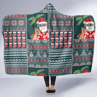 Hawaii Mele Kalikimaka Hooded Blanket Aloha and Christmas Elements Patchwork Turquoise Style LT03 - Polynesian Pride