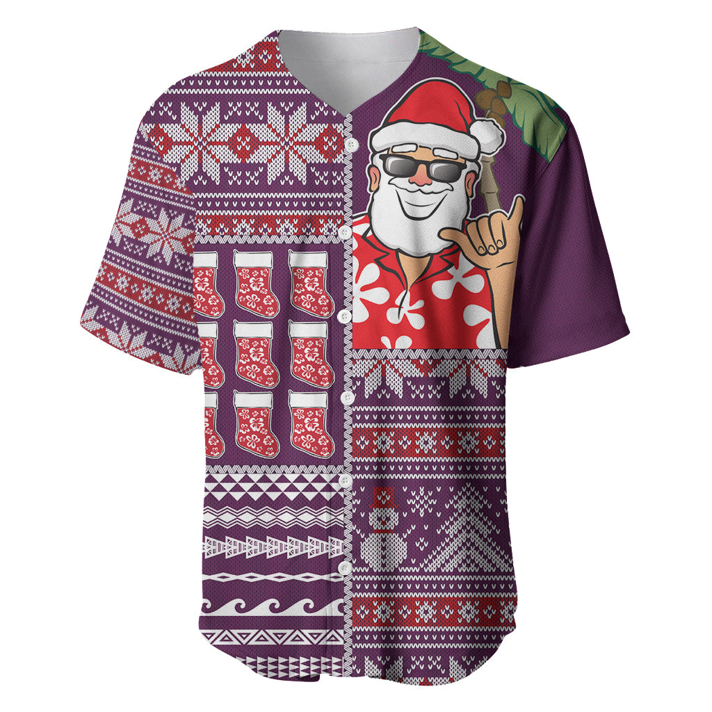 Hawaii Mele Kalikimaka Baseball Jersey Aloha and Christmas Elements Patchwork Pink Style LT03 Pink - Polynesian Pride