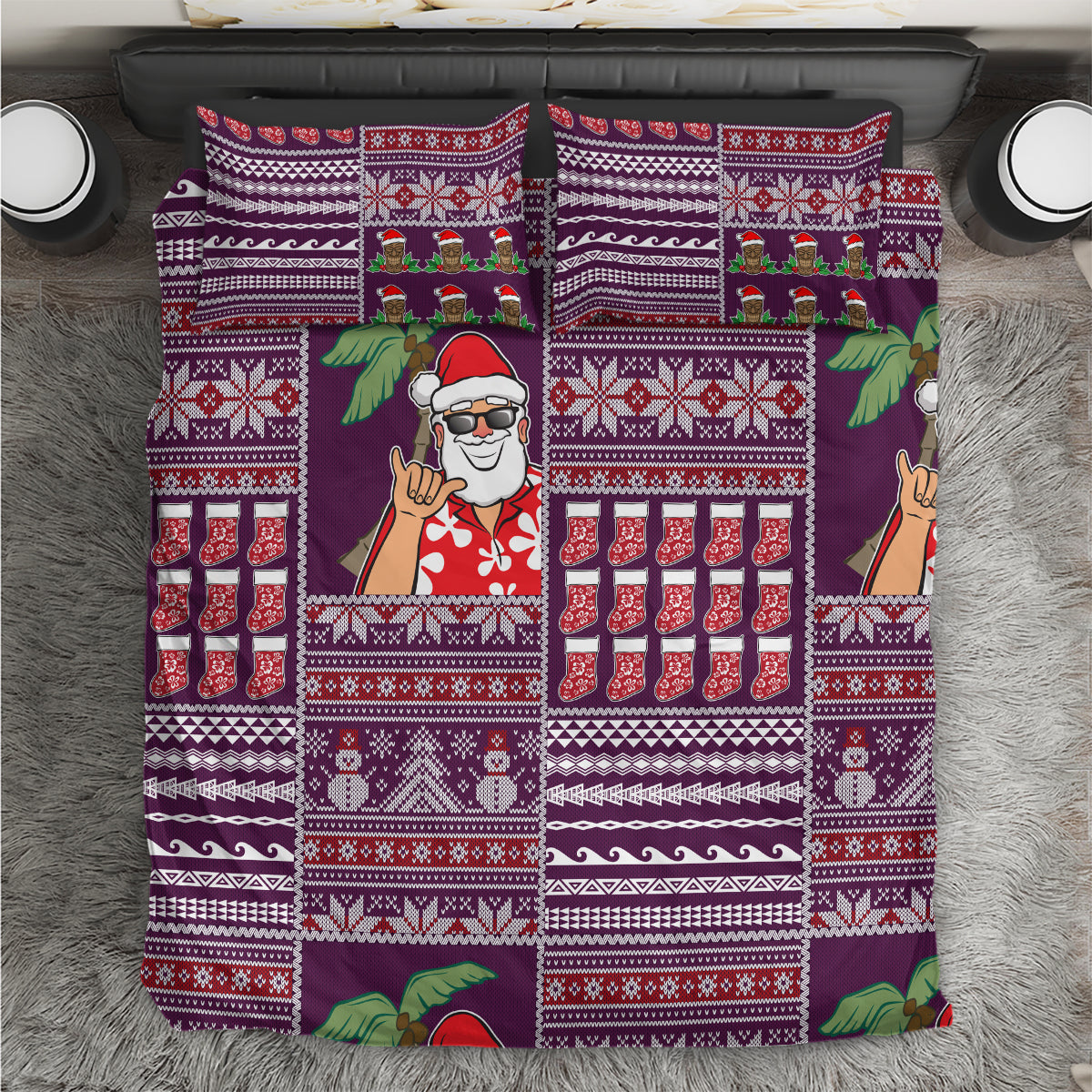 Hawaii Mele Kalikimaka Bedding Set Aloha and Christmas Elements Patchwork Pink Style LT03 Pink - Polynesian Pride