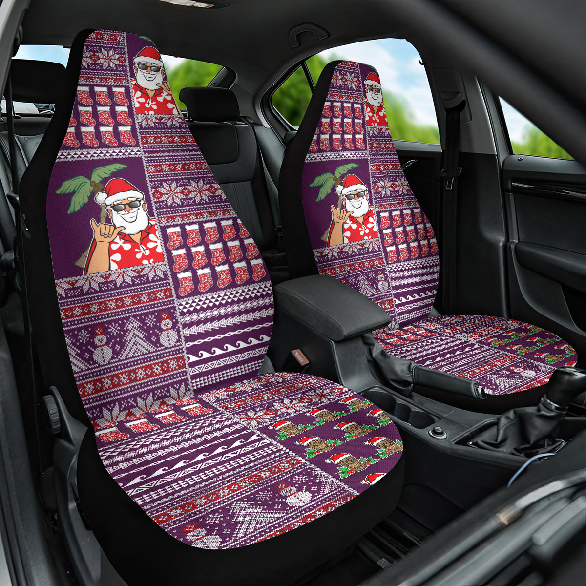 Hawaii Mele Kalikimaka Car Seat Cover Aloha and Christmas Elements Patchwork Pink Style LT03 One Size Pink - Polynesian Pride