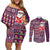 Hawaii Mele Kalikimaka Couples Matching Off Shoulder Short Dress and Long Sleeve Button Shirt Aloha and Christmas Elements Patchwork Pink Style LT03 Pink - Polynesian Pride