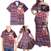 Hawaii Mele Kalikimaka Family Matching Off Shoulder Maxi Dress and Hawaiian Shirt Aloha and Christmas Elements Patchwork Pink Style LT03 - Polynesian Pride