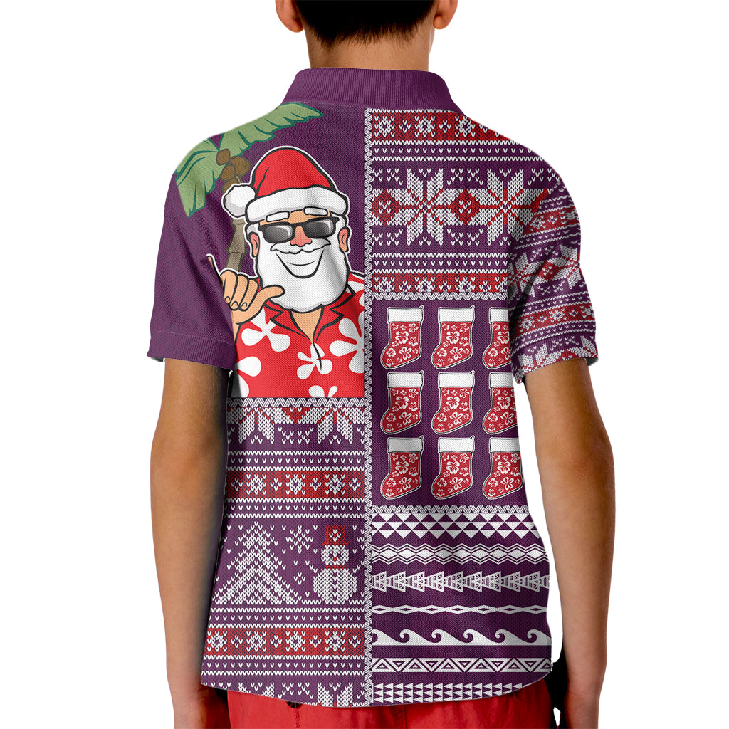Hawaii Mele Kalikimaka Kid Polo Shirt Aloha and Christmas Elements Patchwork Pink Style LT03 - Polynesian Pride