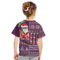 Hawaii Mele Kalikimaka Kid T Shirt Aloha and Christmas Elements Patchwork Pink Style LT03 - Polynesian Pride