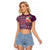 Hawaii Mele Kalikimaka Raglan Cropped T Shirt Aloha and Christmas Elements Patchwork Pink Style LT03 Female Pink - Polynesian Pride