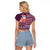 Hawaii Mele Kalikimaka Raglan Cropped T Shirt Aloha and Christmas Elements Patchwork Pink Style LT03 - Polynesian Pride