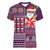 Hawaii Mele Kalikimaka Women V Neck T Shirt Aloha and Christmas Elements Patchwork Pink Style LT03 Female Pink - Polynesian Pride